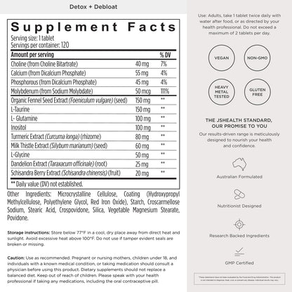 JSHealth Detox + Debloat. Bloating Relief for Women, 120 Tablets