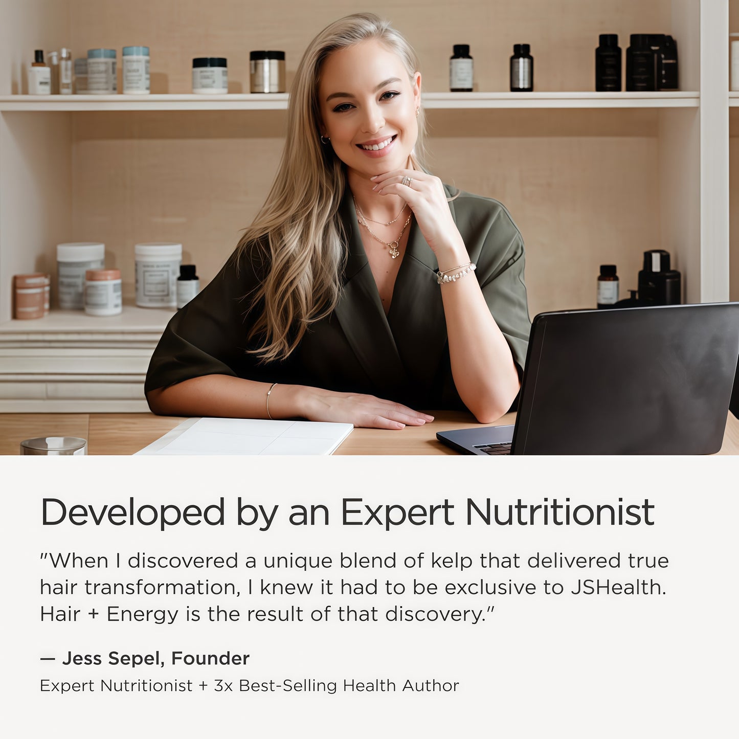 JSHealth Hair Growth Vitamins for Women. Hair + Energy with Kelp Iodine and Zinc. Supports Thickness, Strength, Energy. Nutritionist-Formulated (60 Capsules)